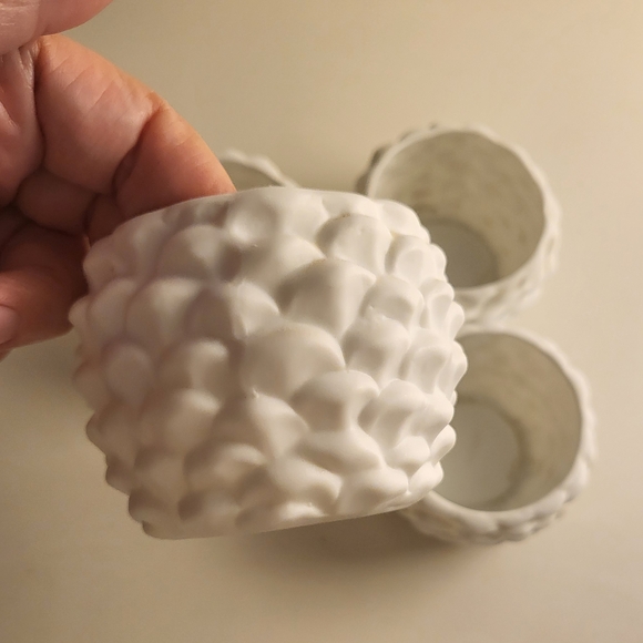 Crate&Barrel White Textured Candle Holders Set - Picture 3 of 3